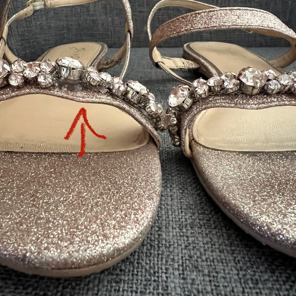 Jewel Badgley Mischka Ormond Flat Dress Sandal size 9.5M, Rose Gold - Picture 8 of 8